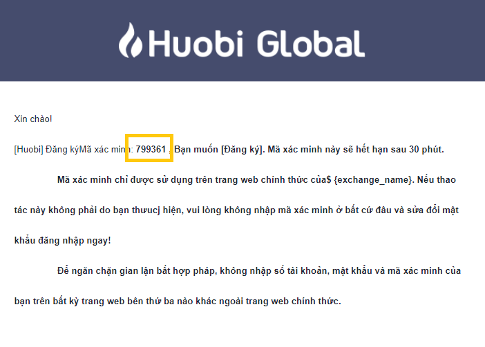 mã xác minh huobi