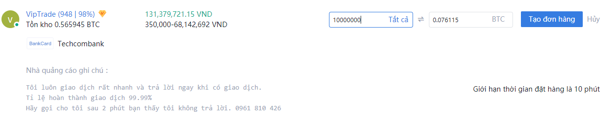 giao dịch btc