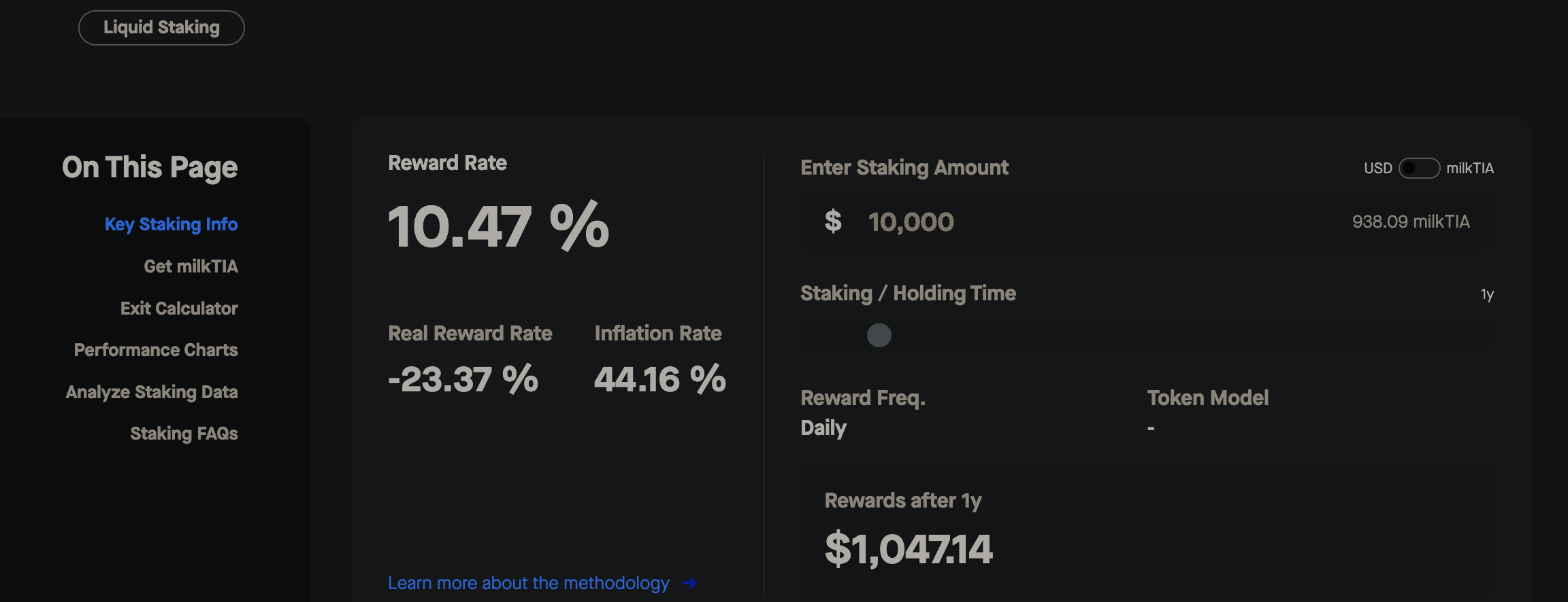 Thông số staking trên dự án Milkyway